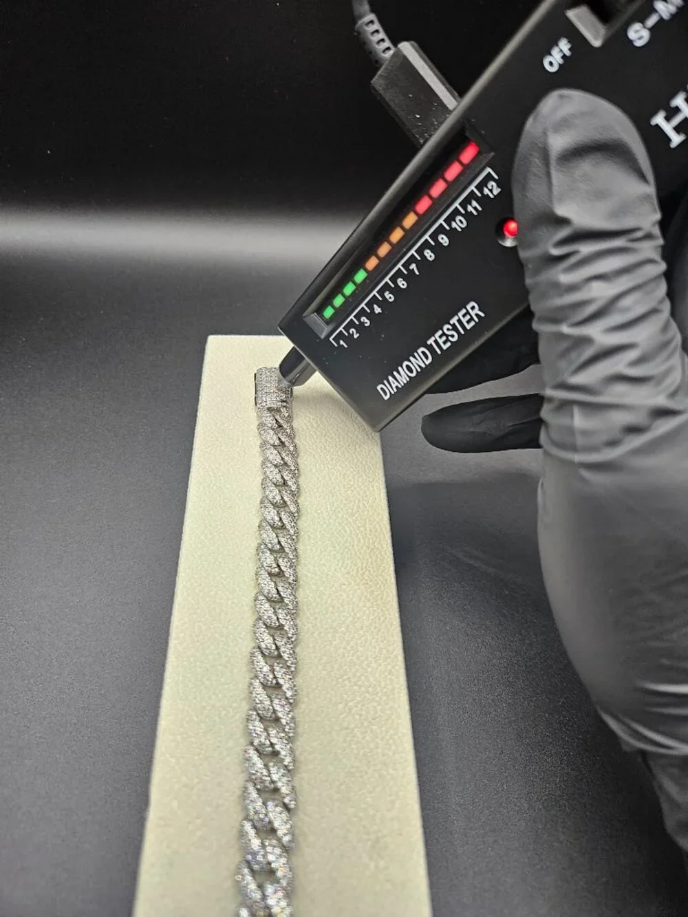 11mm Moissanite Cuban Link Bracelet 7 Inch Stainless Steel